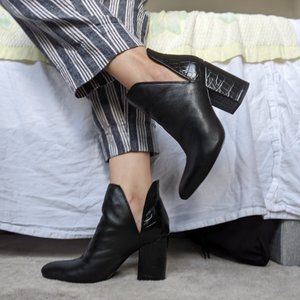 Steve Madden Rookie black leather snakeskin ankle boots